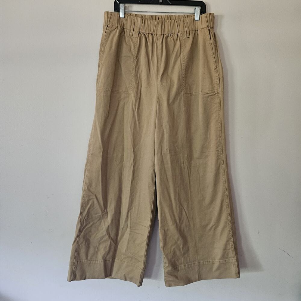 J. Crew Wide Leg Tan Chino Pant Elastic Waist High Rise NWT Size XLT XL Tall